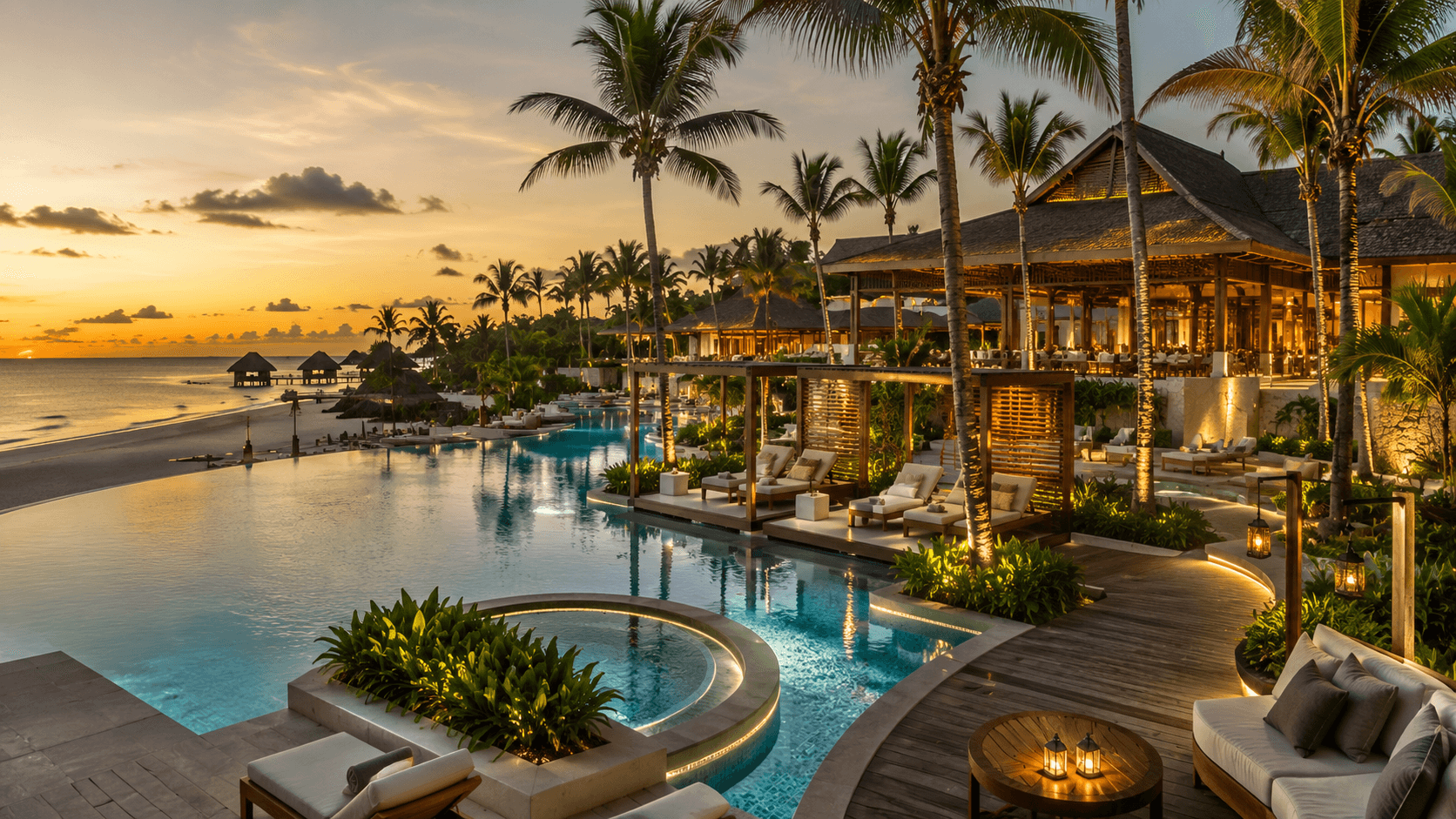 Family beach resort in Punta Cana, Dominican Republic — white sand and calm water