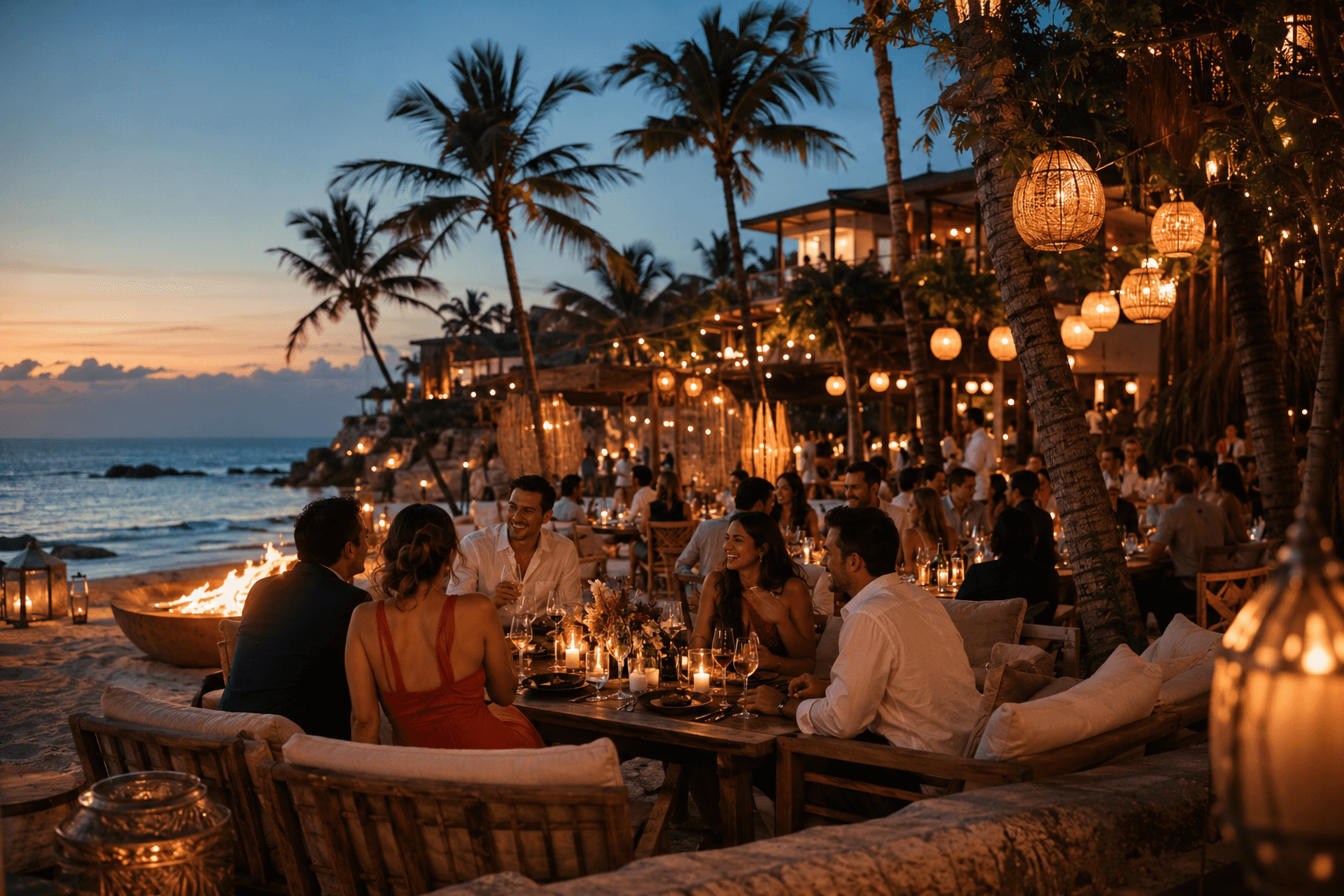 Beach wedding ceremony at a resort in the Riviera Maya, Mexico